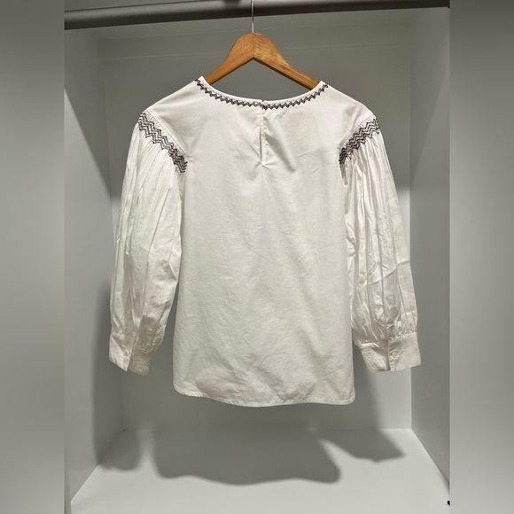 Madewell Embroidered Poplin Balloon-Sleeve Top small NEW Boho cotton cottagecore - Picture 5 of 13